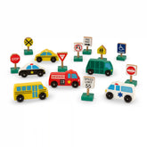 Wooden Vehicles and Traffic Signs