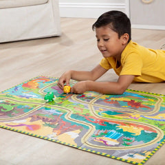 Dinosaur Adventure Tracks Floor Puzzle – 48 Pieces + 2 Wind-Up Dinosaurs